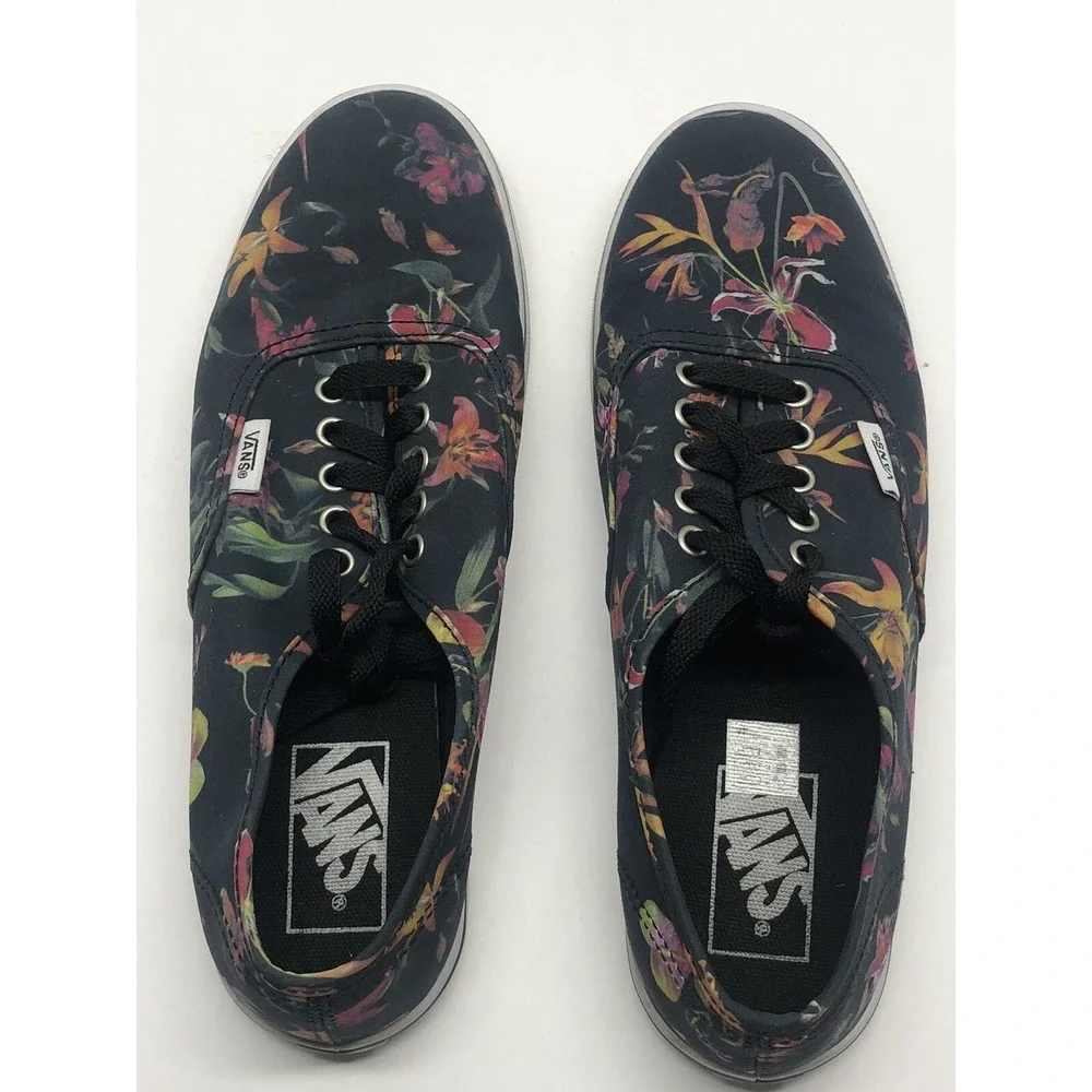 Vans Tropical Floral Black Bloom Canvas Sneakers Shoes Women's 8/Men's 6.5 - Picture 2 of 11